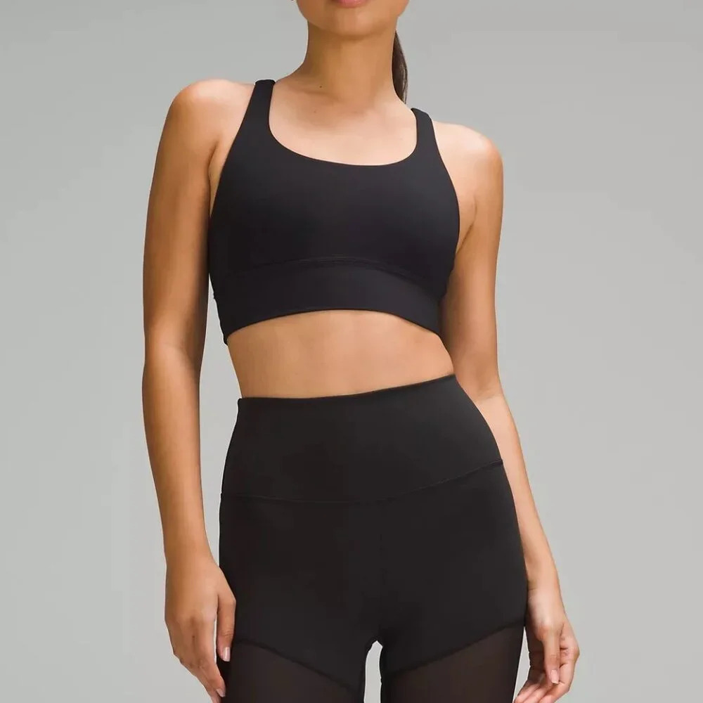 Black Energy Long Line Bra, Medium Support, B-D Cups, Lululemon, Size  6
